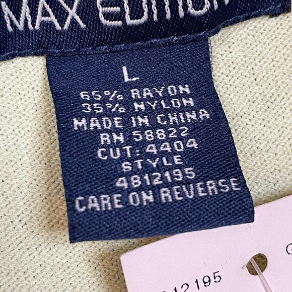 MAX EDITION Neon Green Tie Belt Knit Wrap Top Sweater Shirt Blouse SZ L C101961 - Picture 6 of 8